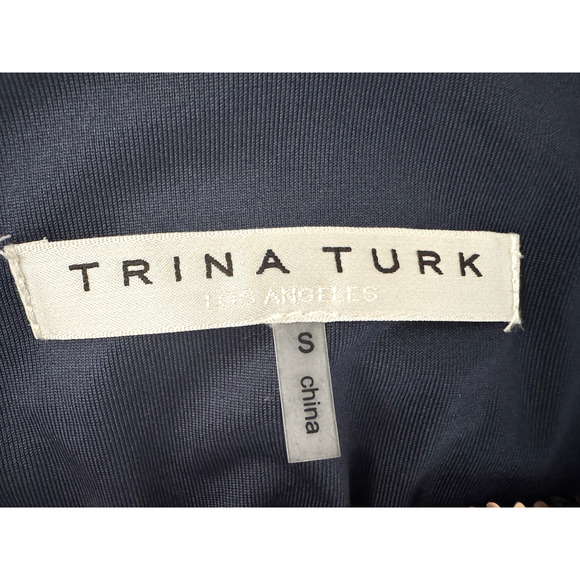Trina Turk Sequins Top S Dolman Sleeves Lined Stretch Moonstone Midnight Shimmer - Picture 2 of 10